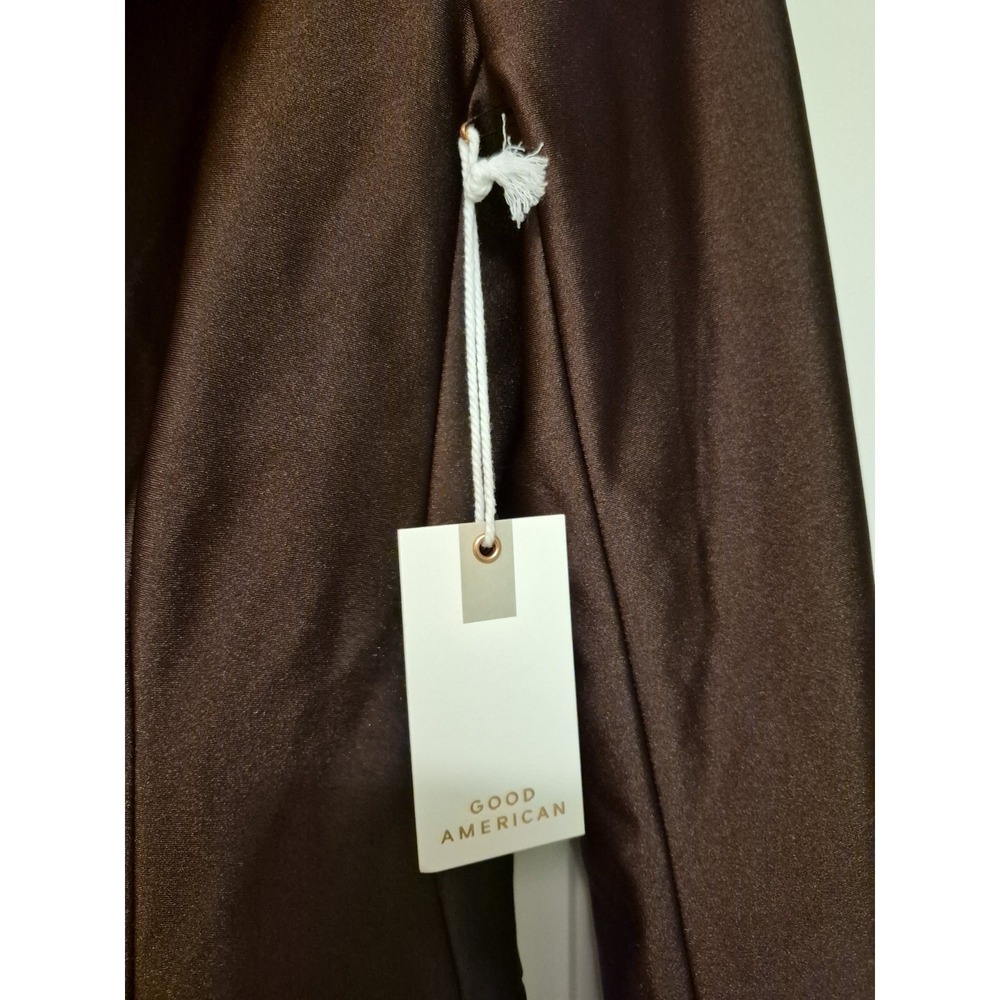 Good American Women Brown Satin Single Breasted Blazer Jacket Size 0 NWT - Picture 5 of 6
